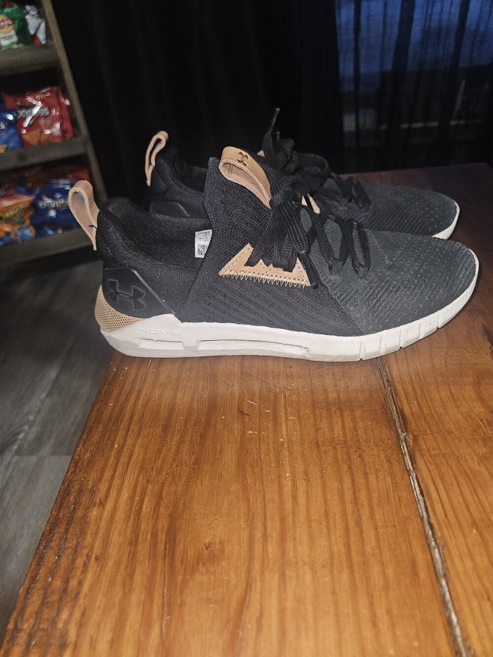 Under Armour Black Knit Sneakers with Tan Accents